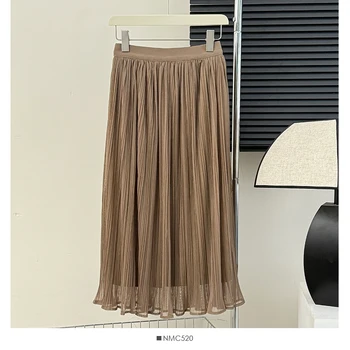 Женская винтажная шикарная сетчатая плиссированная юбка с высокой талией, элегантные модные милые повседневные летние весенние юбки Fairycore A-line