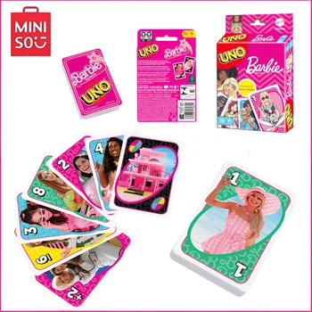 Настольная игра Miniso Barbie Solitaire с мультяшным рисунком, Забавная Классическая Развлекательная Карточная игра, Принадлежности для домашних вечеринок, Игрушки для покера
