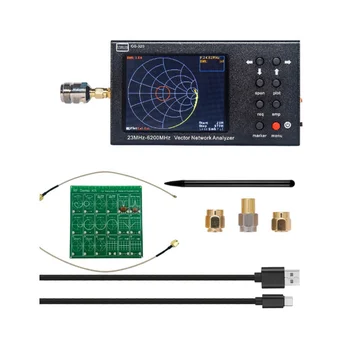 Портативный Векторный Сетевой Анализатор VNA SWR 6 ГГц Рефлектометр GS-320 23-6200 МГц для типа Nanovna, Сенсорный Экран с демонстрацией RF